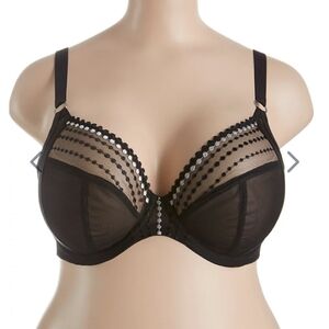 Elomi Matilda Underwire Plunge Black Bra US size 34K
